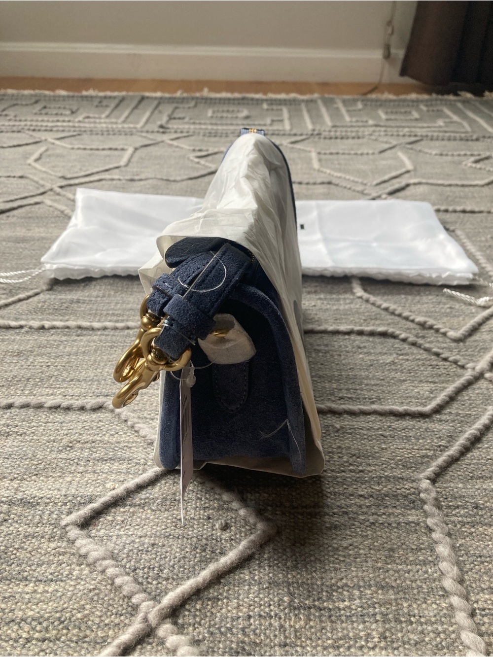 COACH Waverly Shoulder and Crossbody Bag-Brass Hardware and Light Denim Suede - Picture 13 of 15
